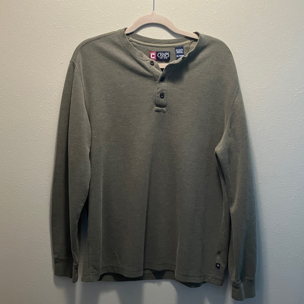 Chaps Men's Olive Long Sleeve Henley Size XL/TG